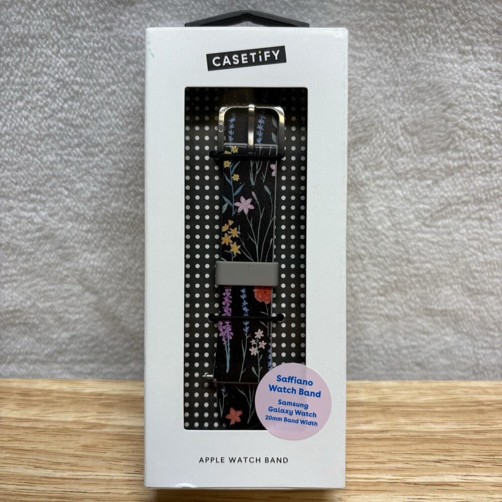 Casetify Saffiano Black Floral 20mm Samsung Galaxy Watch Band
